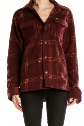 Burgundy Plaid Recycled Polyester Jacket