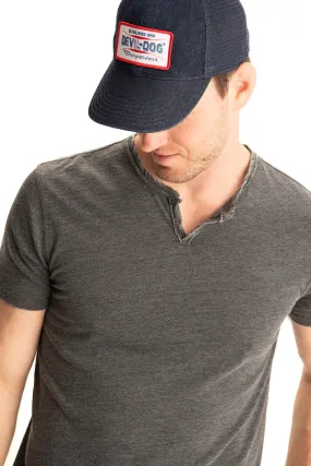Burnout Henley-Dark Grey Heather - Devil Dogs