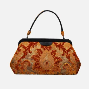 Burnout Velvet Orange Top Handle Purse