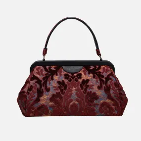 Burnout Velvet Wine Top Handle Purse