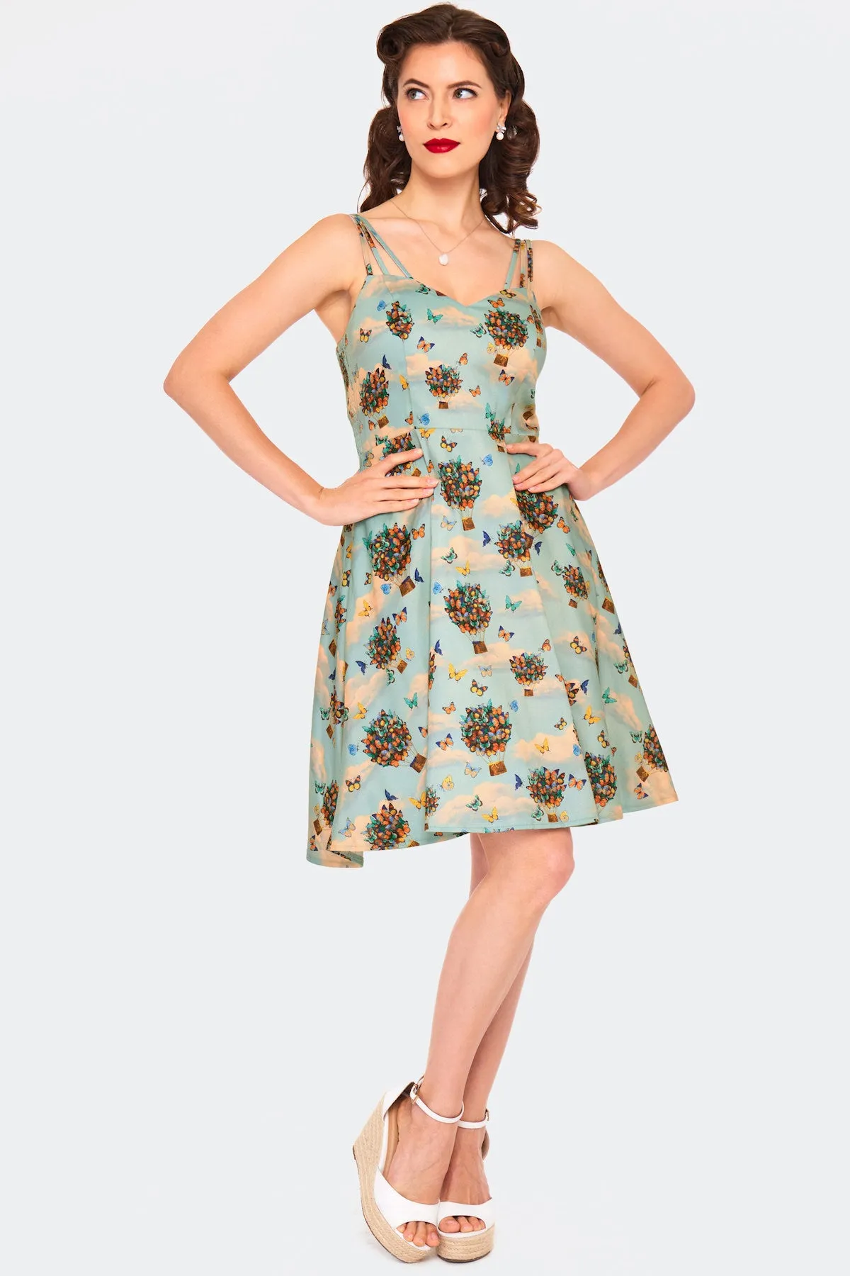 Butterfly Air Balloon Dress in Blue by Voodoo Vixen