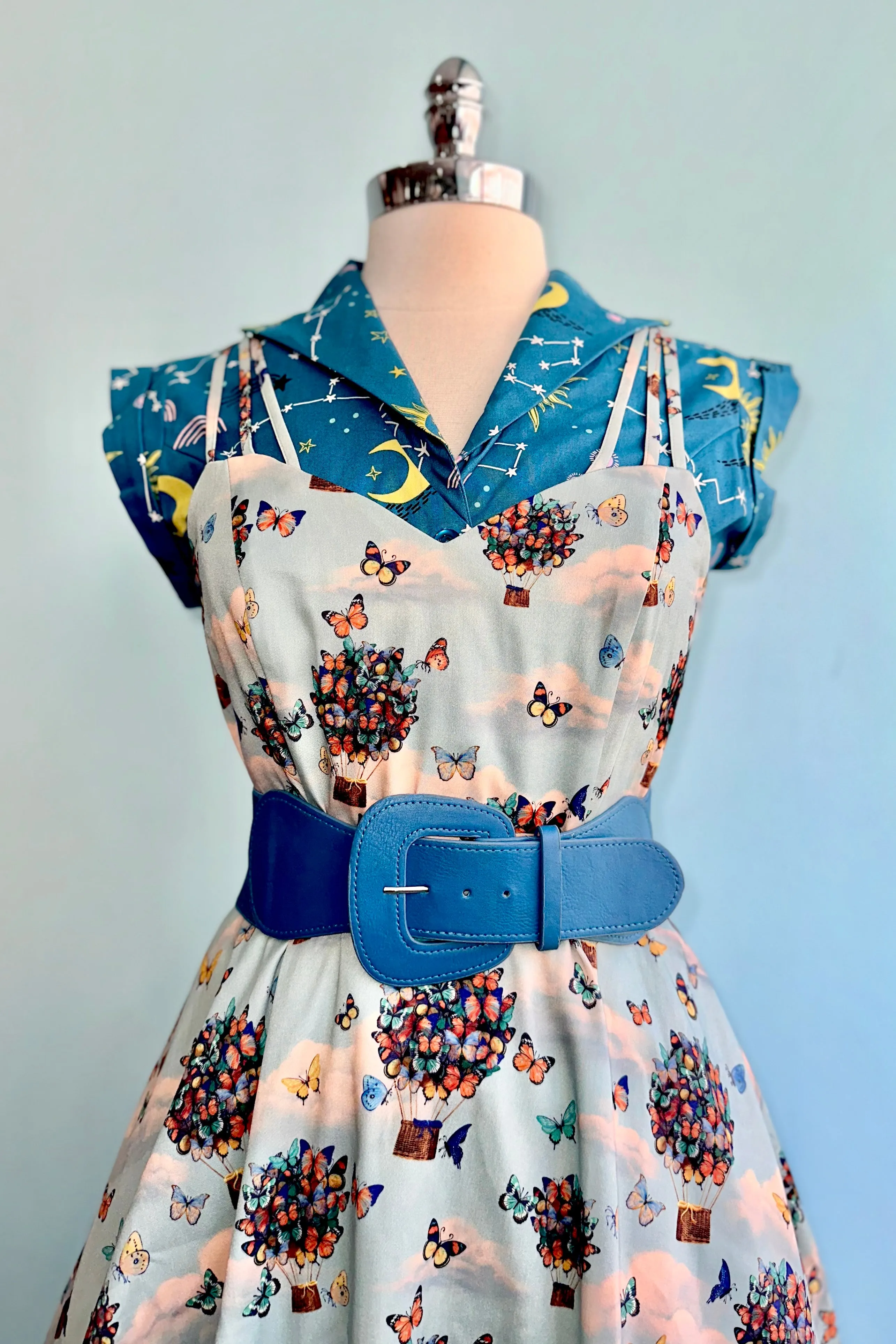 Butterfly Air Balloon Dress in Blue by Voodoo Vixen