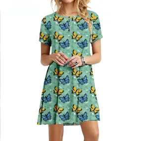 Butterfly Printed Knee Length Night Dress