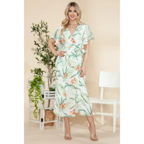 Butterfly Sleeves Wrap Dress Ivory