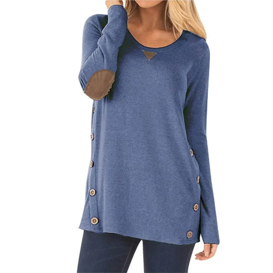 Button Loose Long Sleeves Blouse