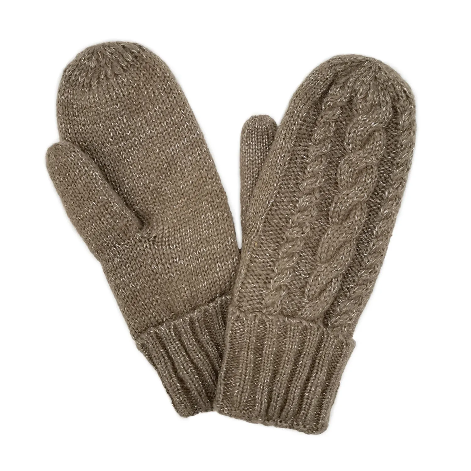 Cable Knit Mittens With Sherpa Lining