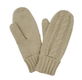 Cable Knit Mittens With Sherpa Lining