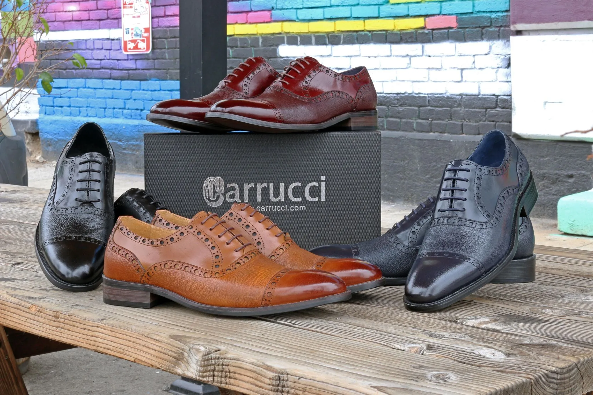 Calfskin & Deerskin Lace-Up Oxford Cognac