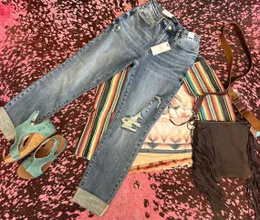 Cali Mid Rise Judy Blue Cuffed Boyfriend Denim