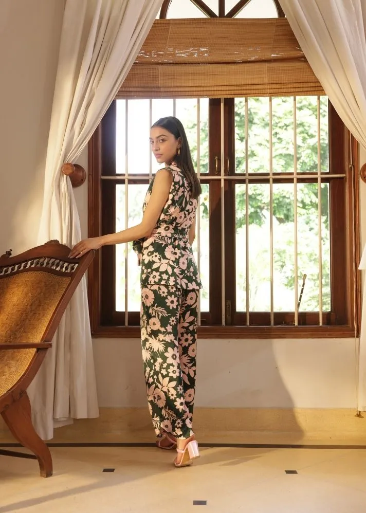 Calla Pants- Oasis Green Print