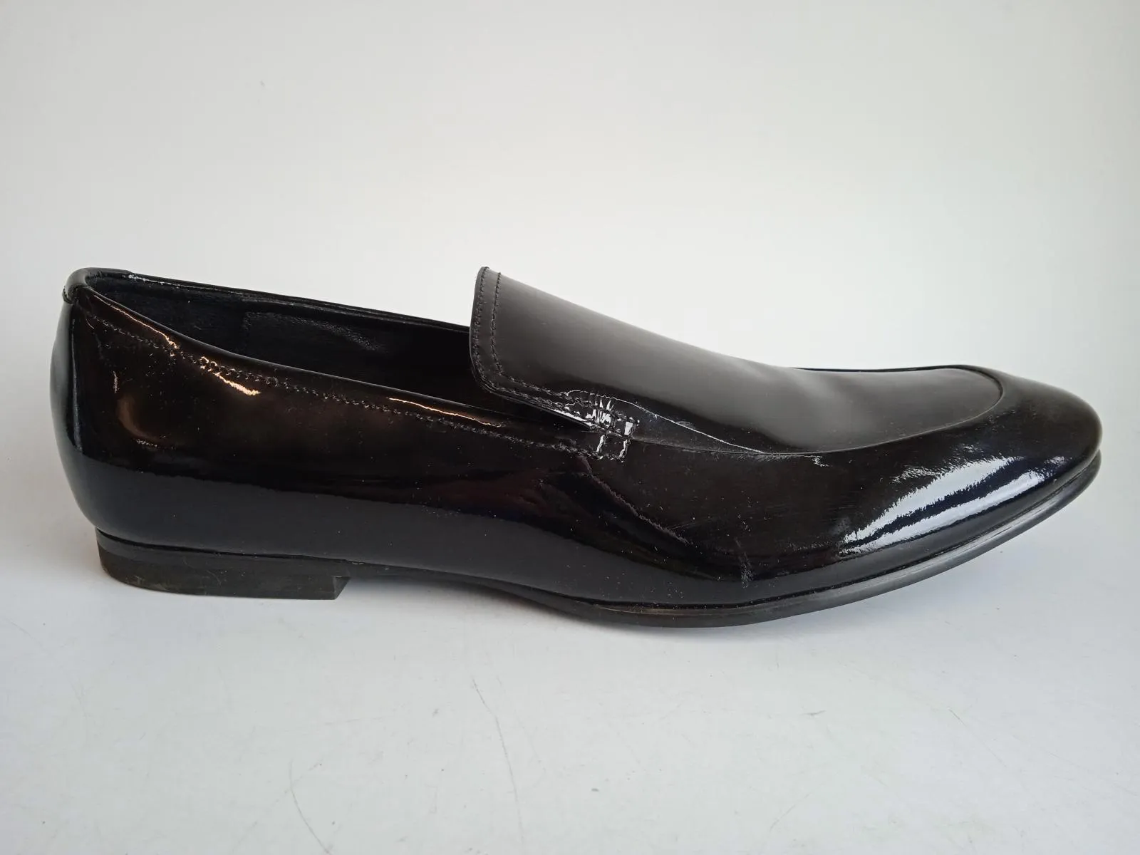 CALVIN KLEIN Men's Black Patent Leather Round Toe Nicco Loafers EU43 UK9
