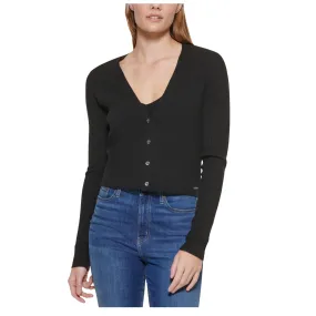 CALVIN KLEIN - Ribbed Cropped Cardigan
