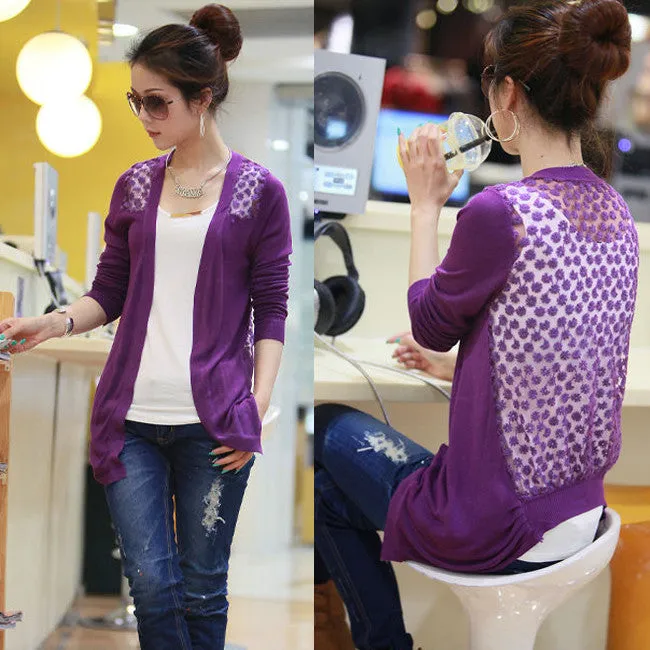 Candy Color Hollow Thin Knitting Blouse