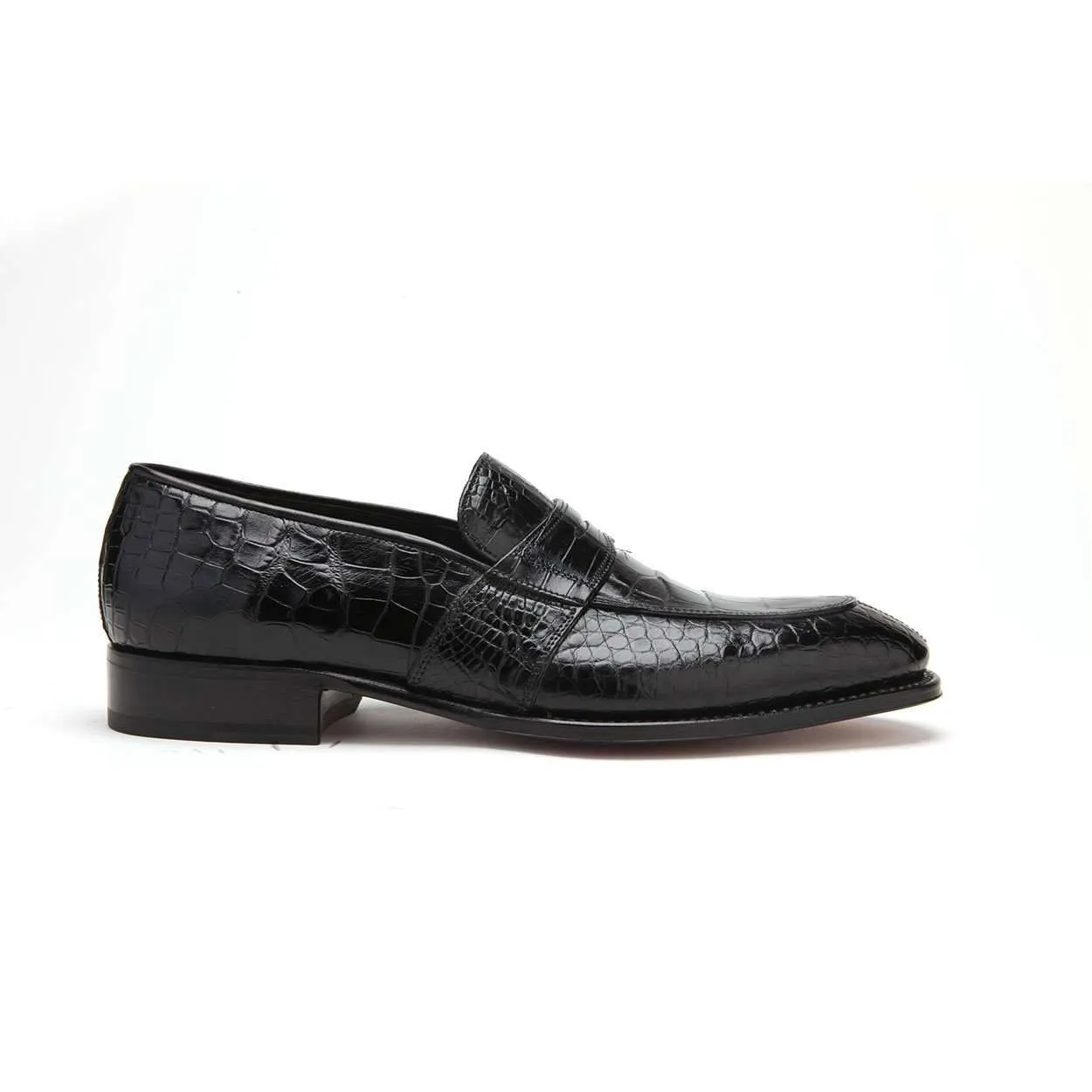 Caporicci Men's Luxury Italian Designer Shoes 1208 Alligator Nero Black Loafers (CAP1100)