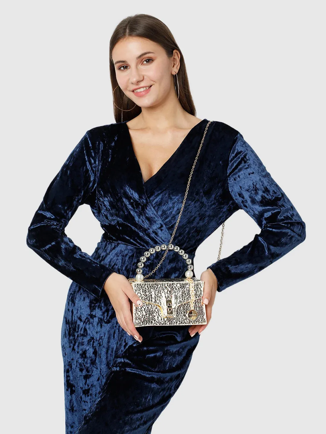 Caprese Lucy Pearl Clutch Small (E) Gold