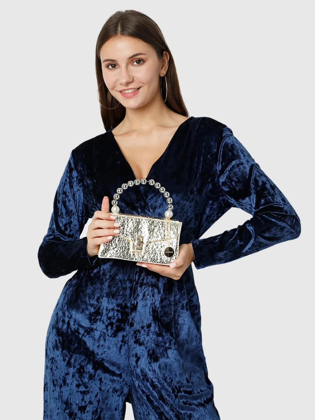 Caprese Lucy Pearl Clutch Small (E) Gold
