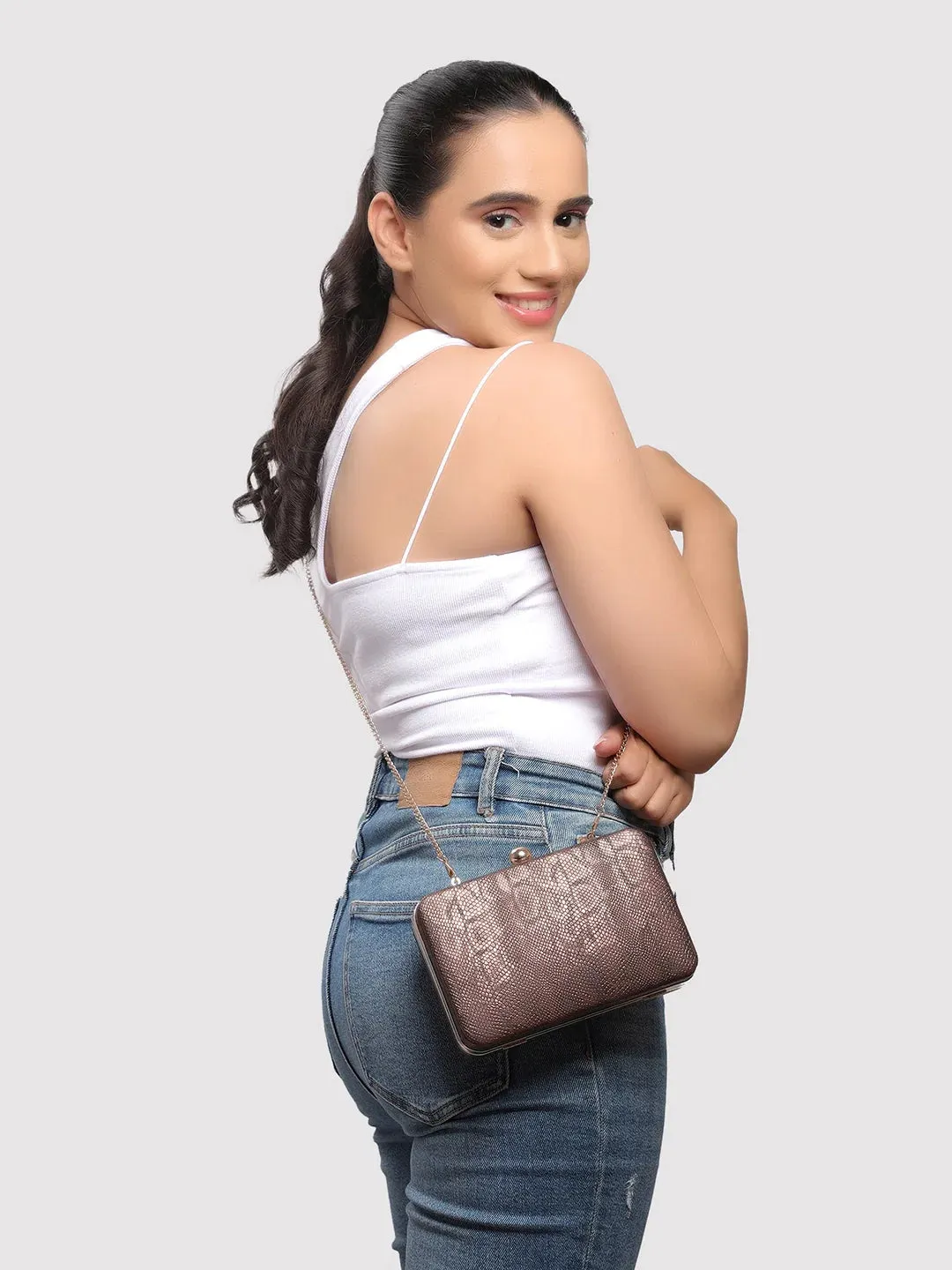 Caprese Party Lillie Box Clutch Medium Copper