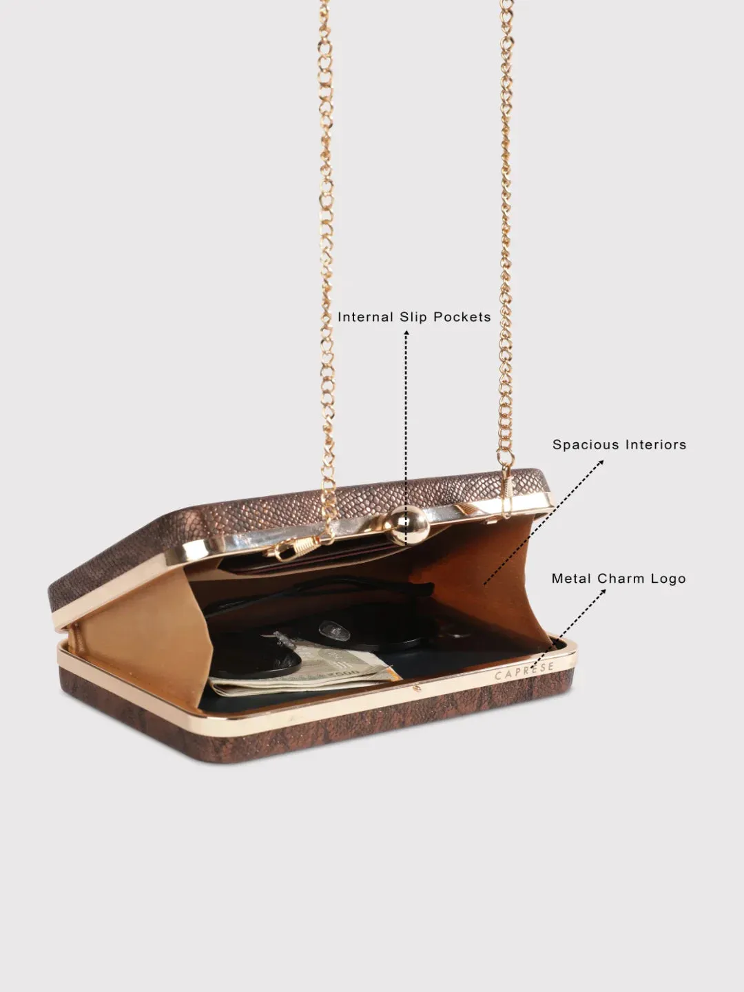 Caprese Party Lillie Box Clutch Medium Copper