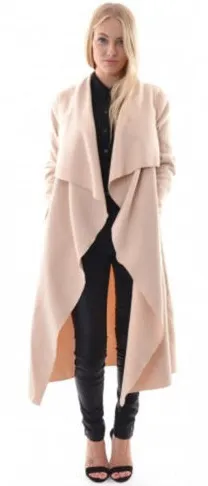 Cardigan Solid Asymmetric Neck Long Coat
