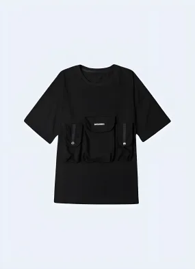 Cargo Front Pocket Black T Shirt
