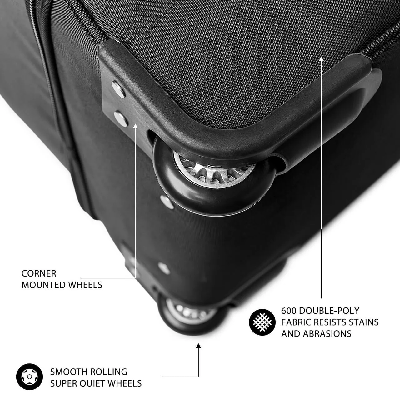 Carolina Panthers 27" Black Rolling Drop Bottom Duffel
