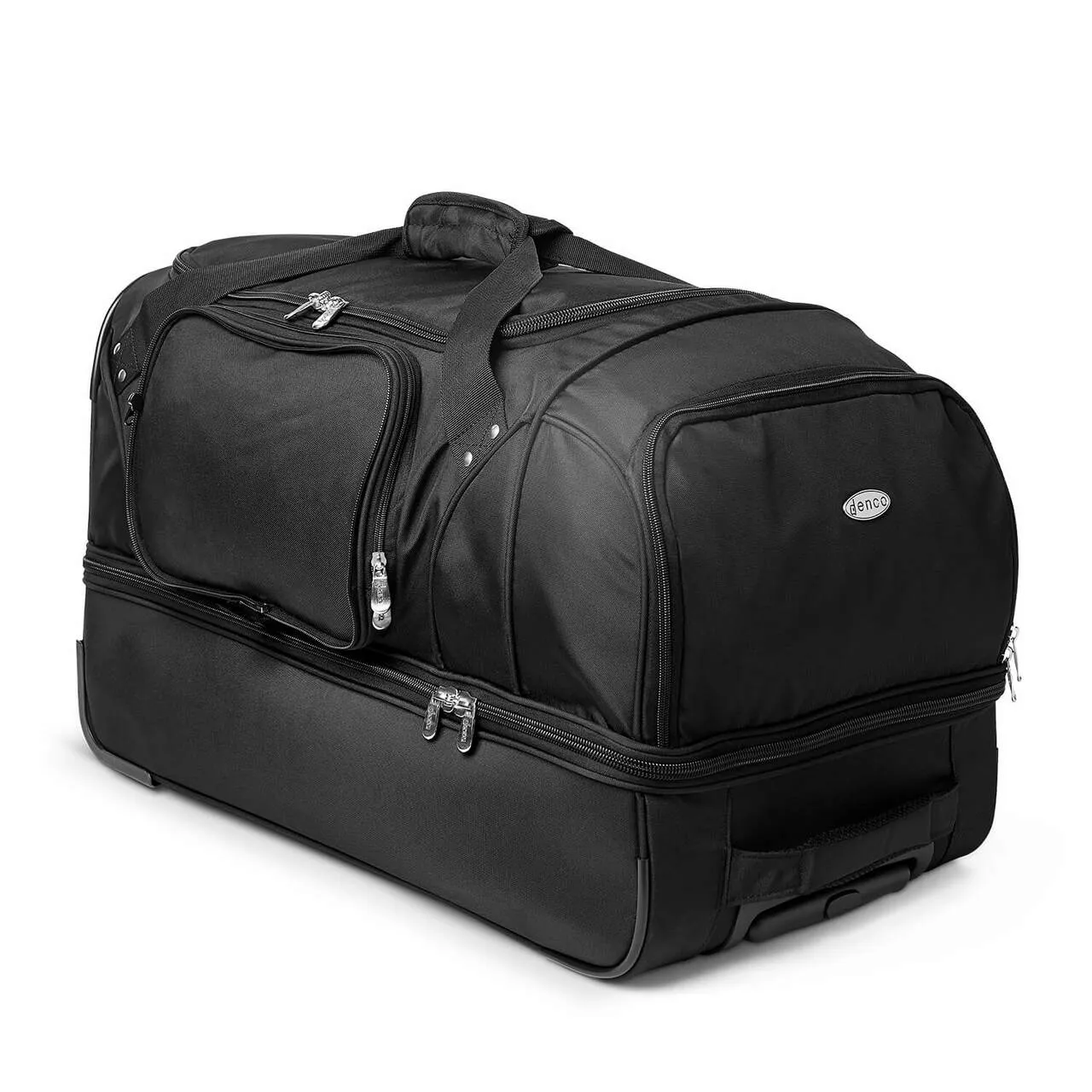 Carolina Panthers 27" Black Rolling Drop Bottom Duffel