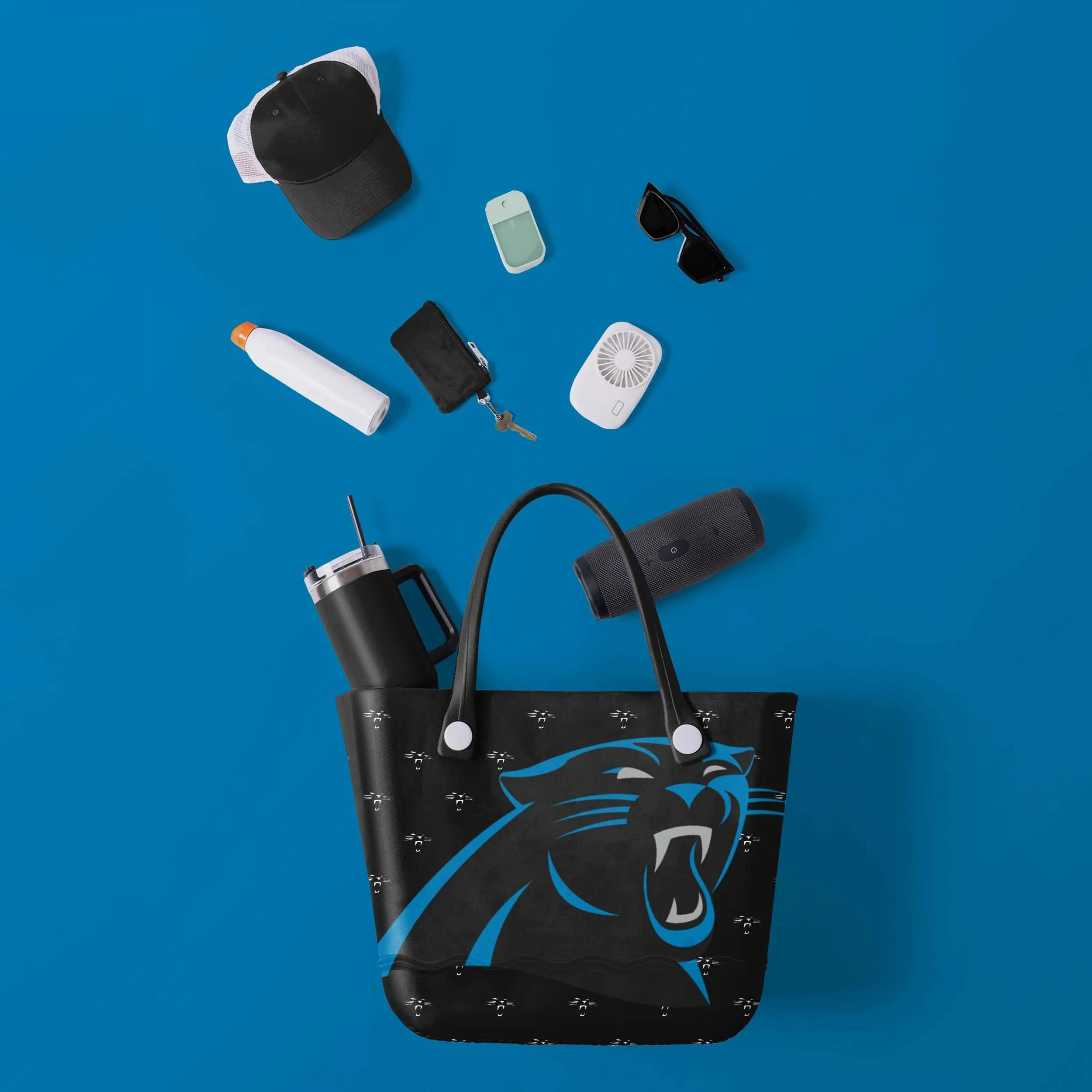 Carolina Panthers Big Logo Mini Print Tailgate Tote Bag