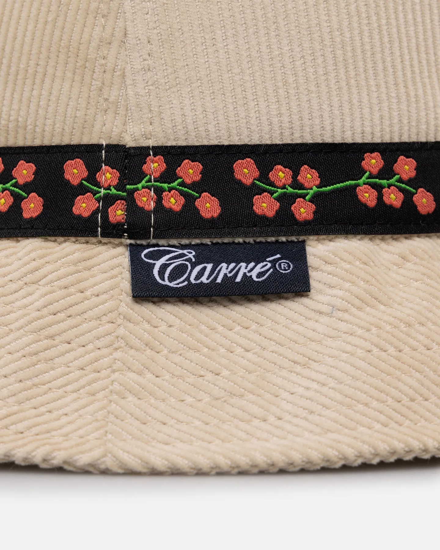 Carre Floraux Corduroy Bucket Hat Stone