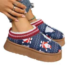 Cartoon Christmas Print Ankle Boots