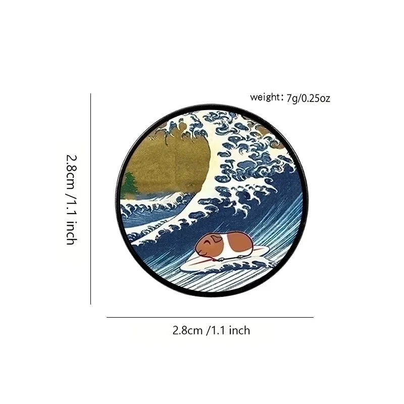 Cartoon Style Pin Animal Sea Wave Mixed Materials Printing Unisex Brooches