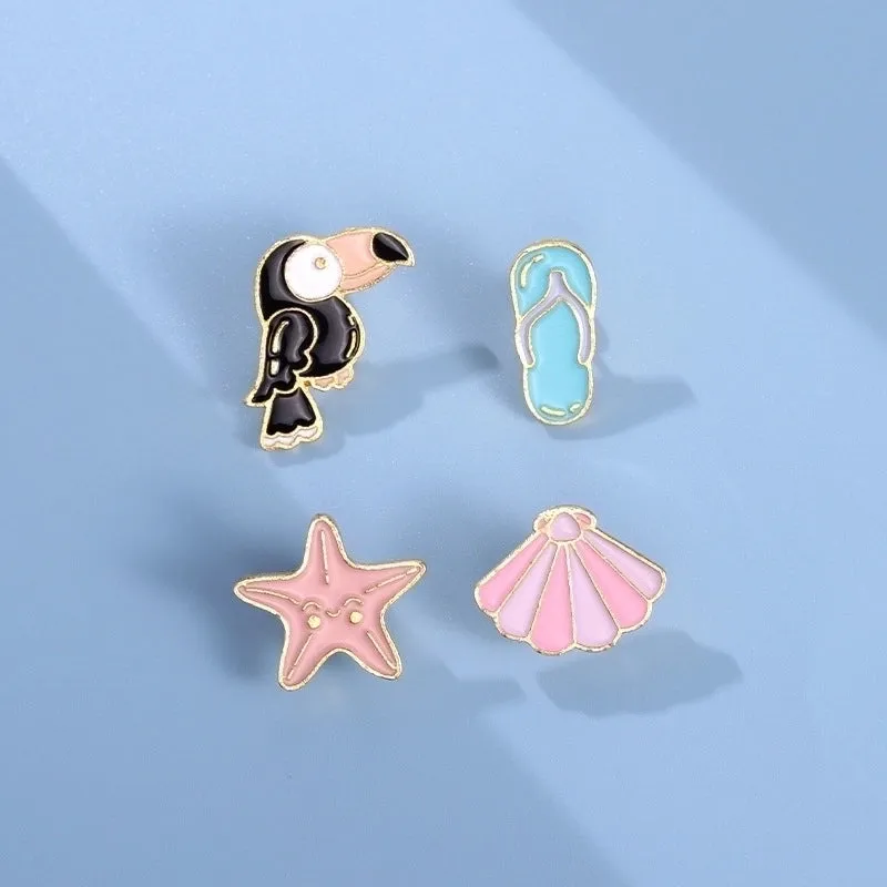 Cartoon Style Pin Animal Waves Flower Alloy Stoving Varnish Women's Brooches