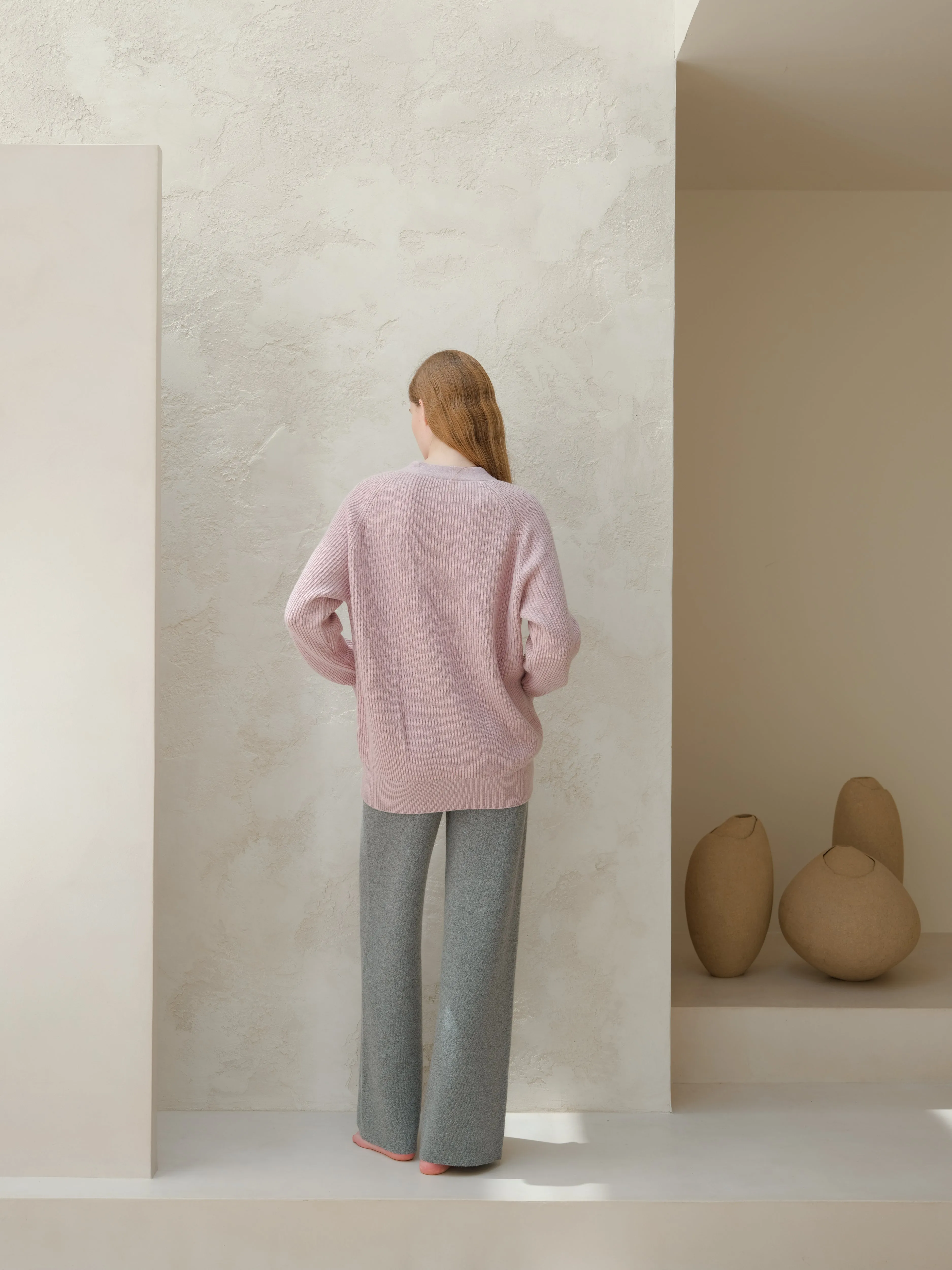 Cashmere Mix Raglan Ribbed Cardigan