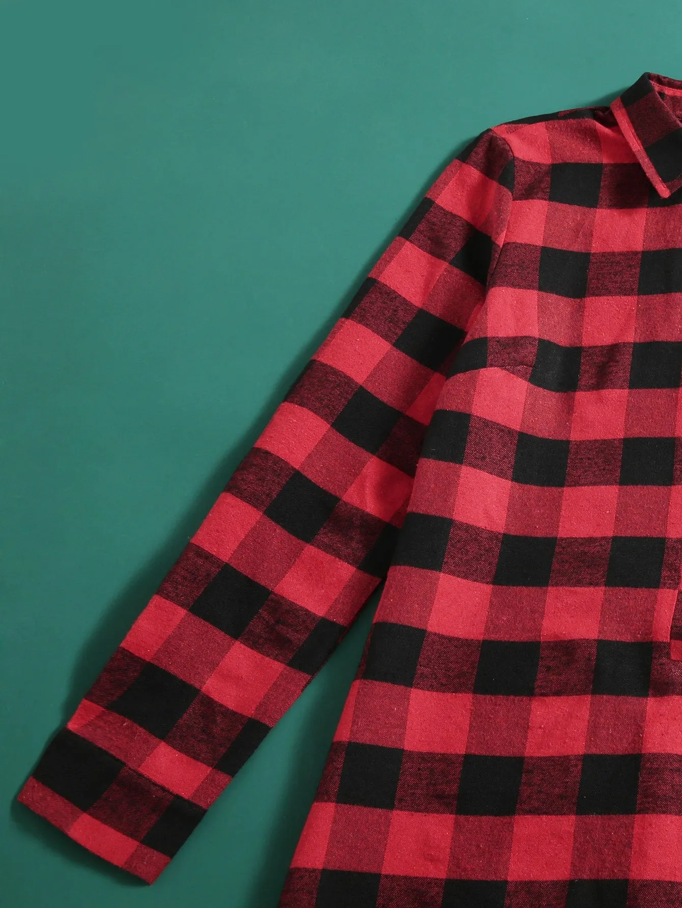 Casual Gingham Button Front Long Sleeve Collar Long Blouse