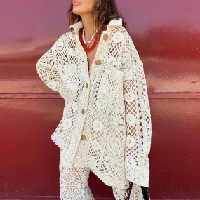 Casual Hollow Out  Loose Shirts For Women For Women Lapel Long Sleeve Patchwork Button Minimalist Cjic Blouses Female New