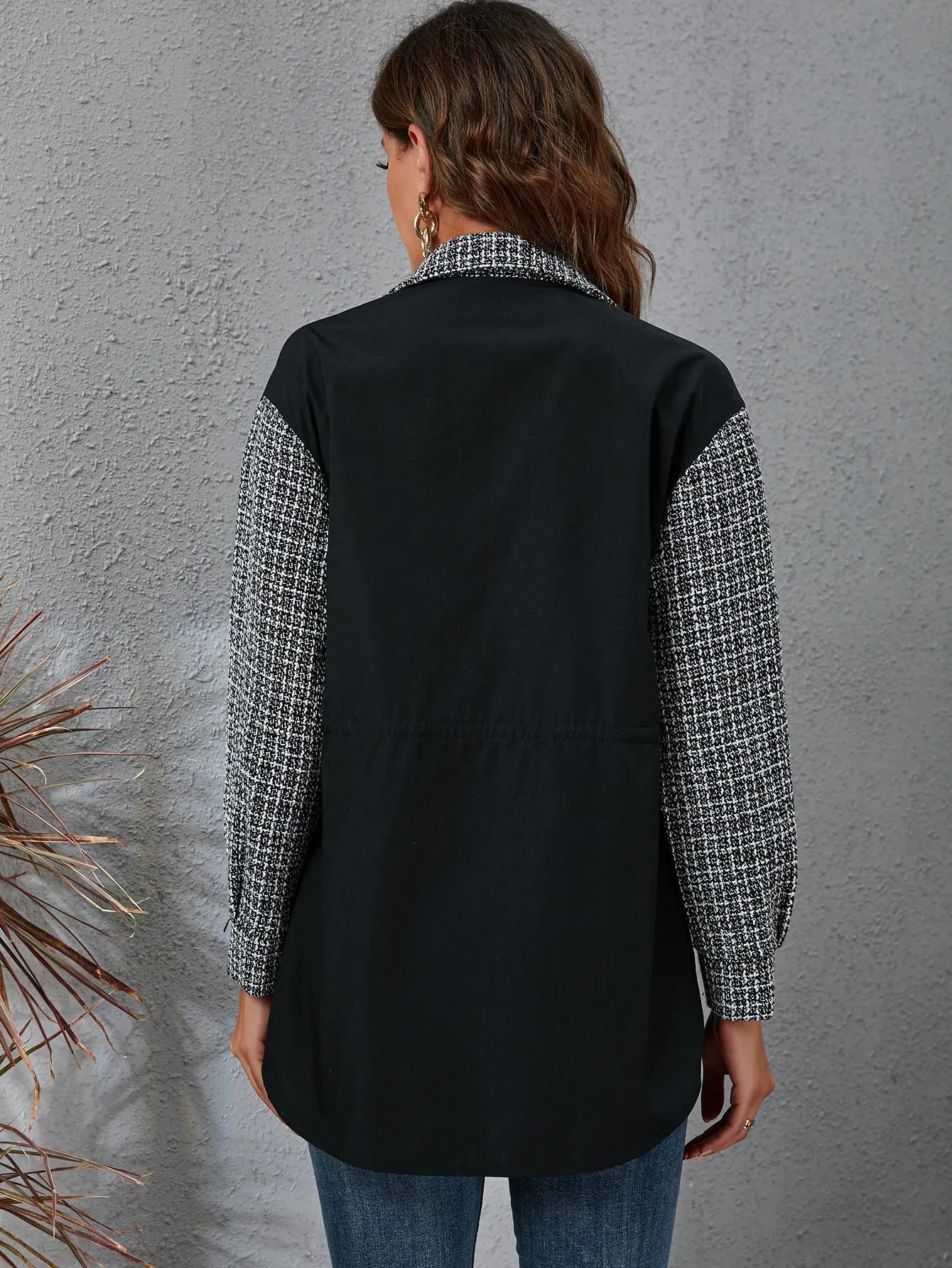 Casual Plaid Button Front Long Sleeve Collar Regular Blouse