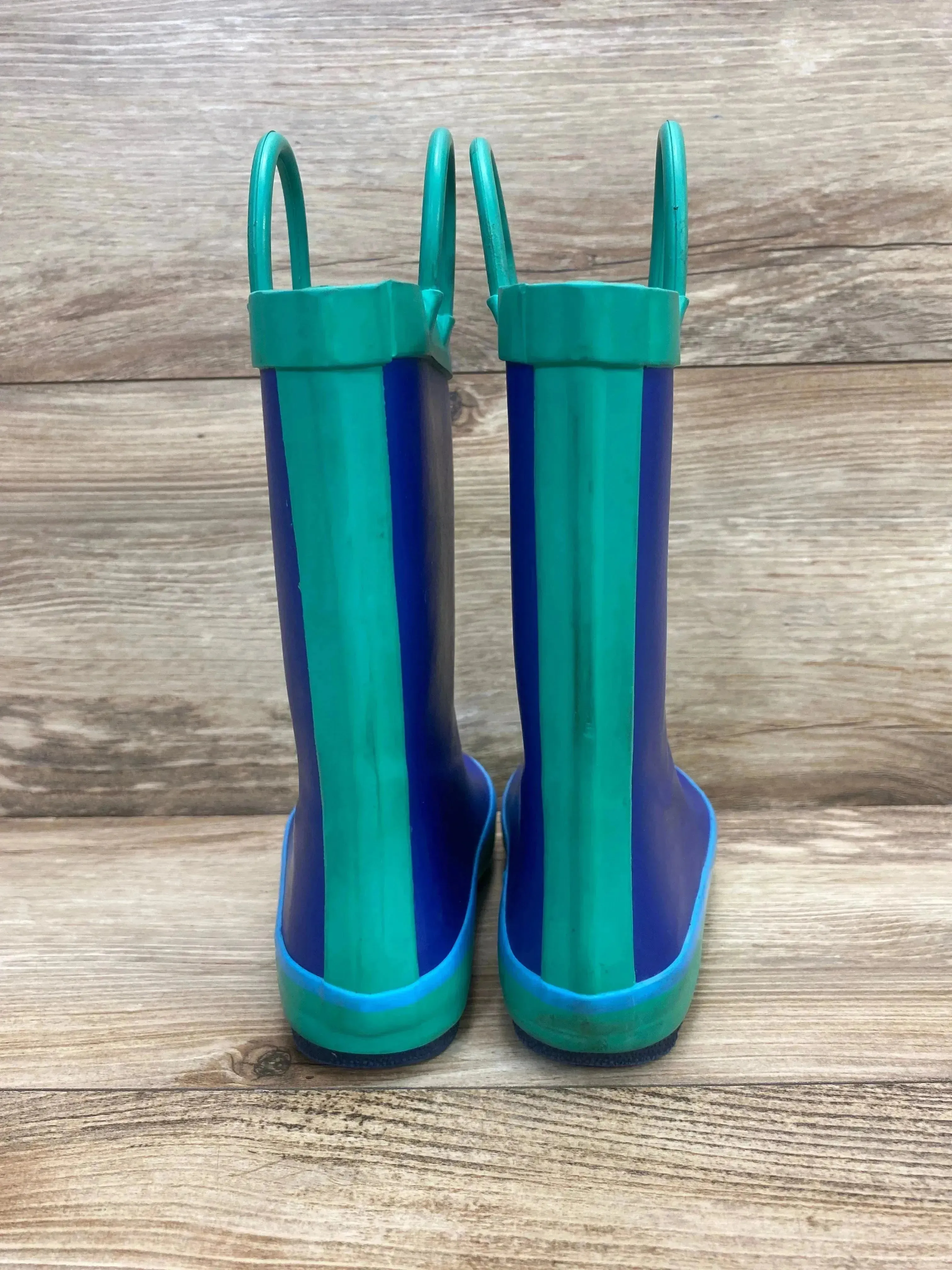 Cat & Jack Rubber Rain Boots Blue/Green Sz 9c