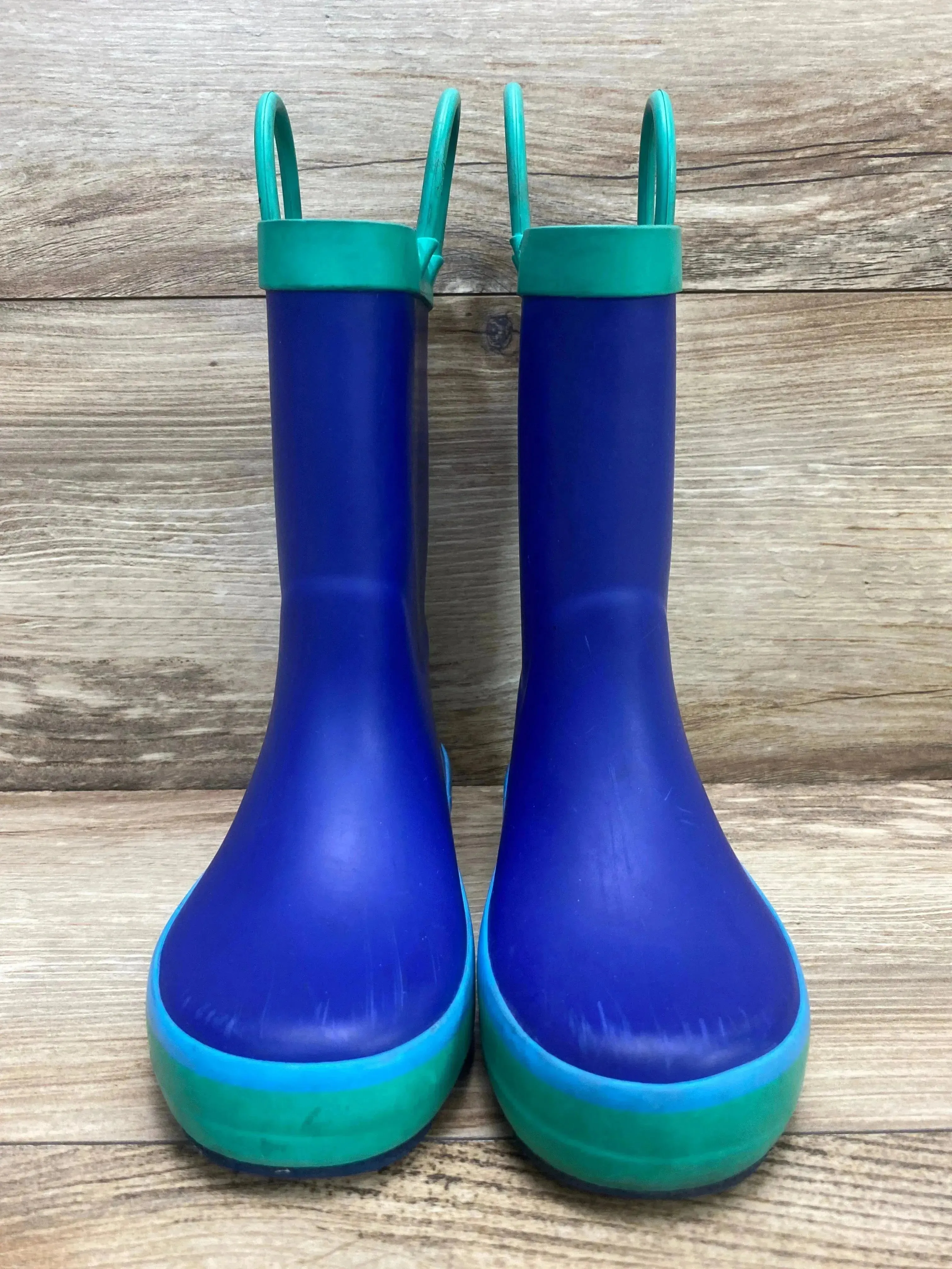 Cat & Jack Rubber Rain Boots Blue/Green Sz 9c