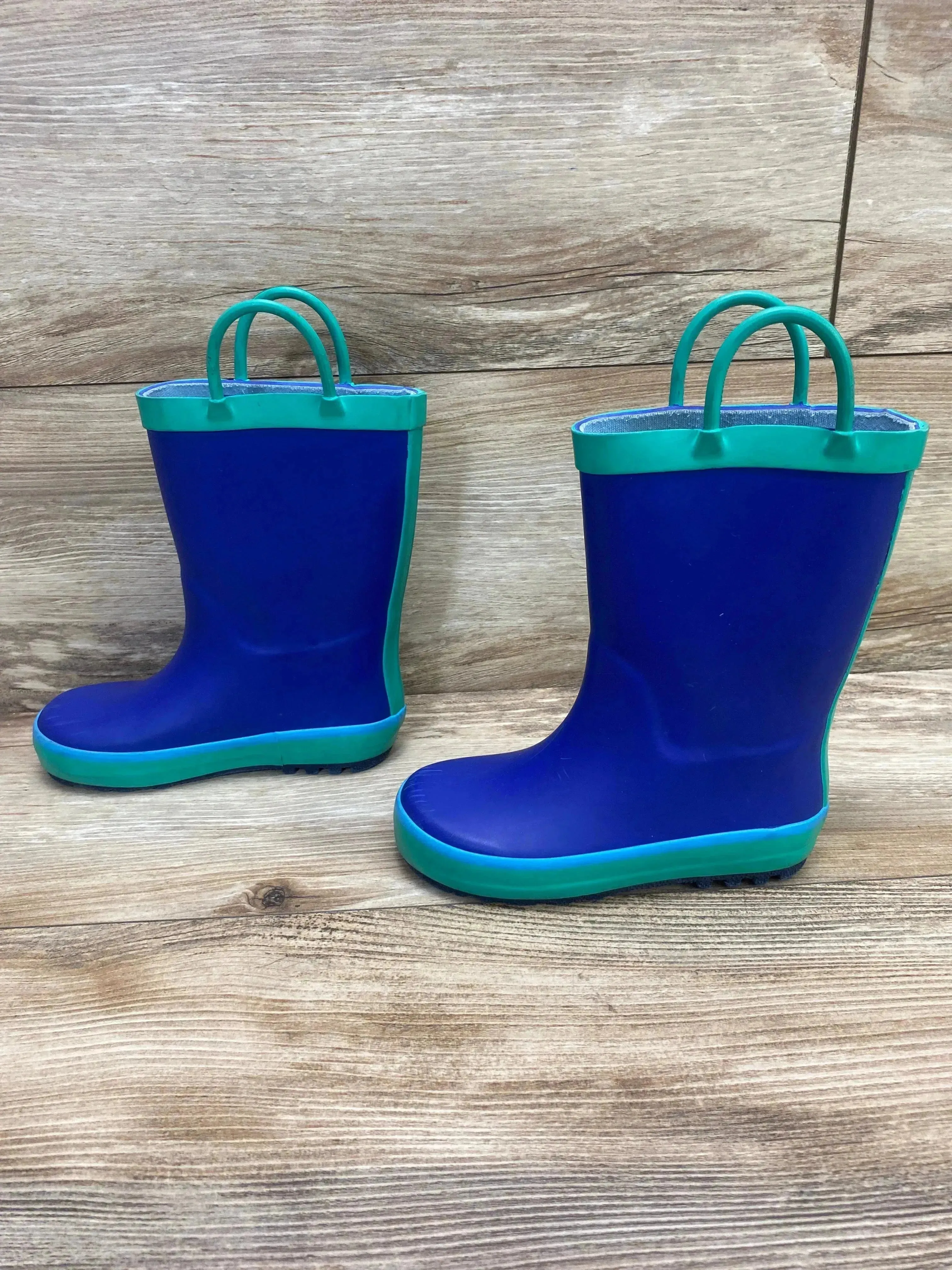 Cat & Jack Rubber Rain Boots Blue/Green Sz 9c