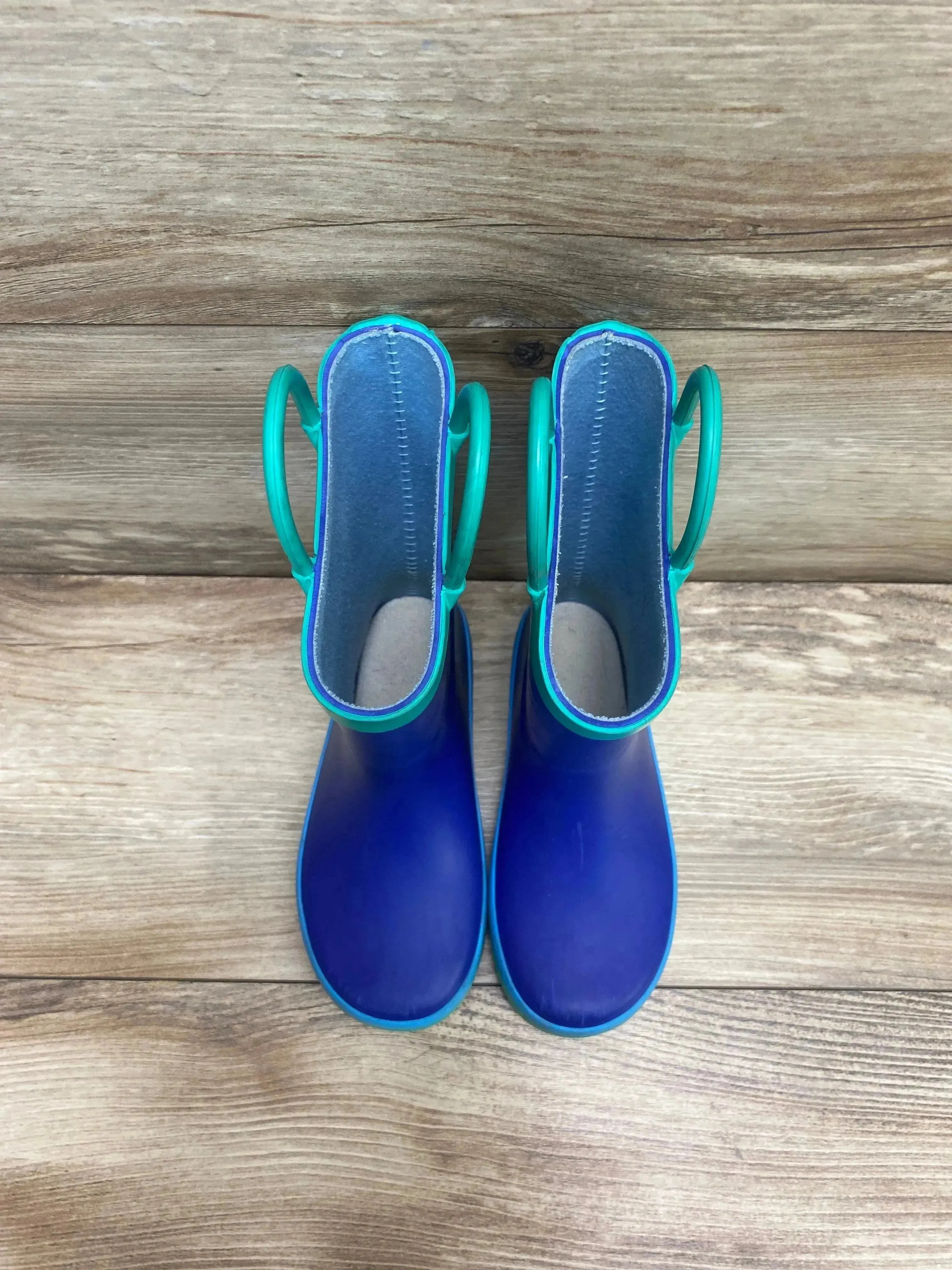 Cat & Jack Rubber Rain Boots Blue/Green Sz 9c
