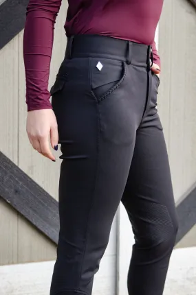 Cavalry Breech with Silicone  Knee Patches - Black