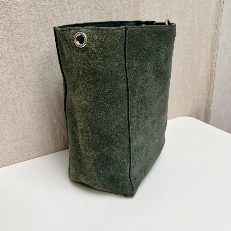 Celine Green Suede Bucket Bag Medium