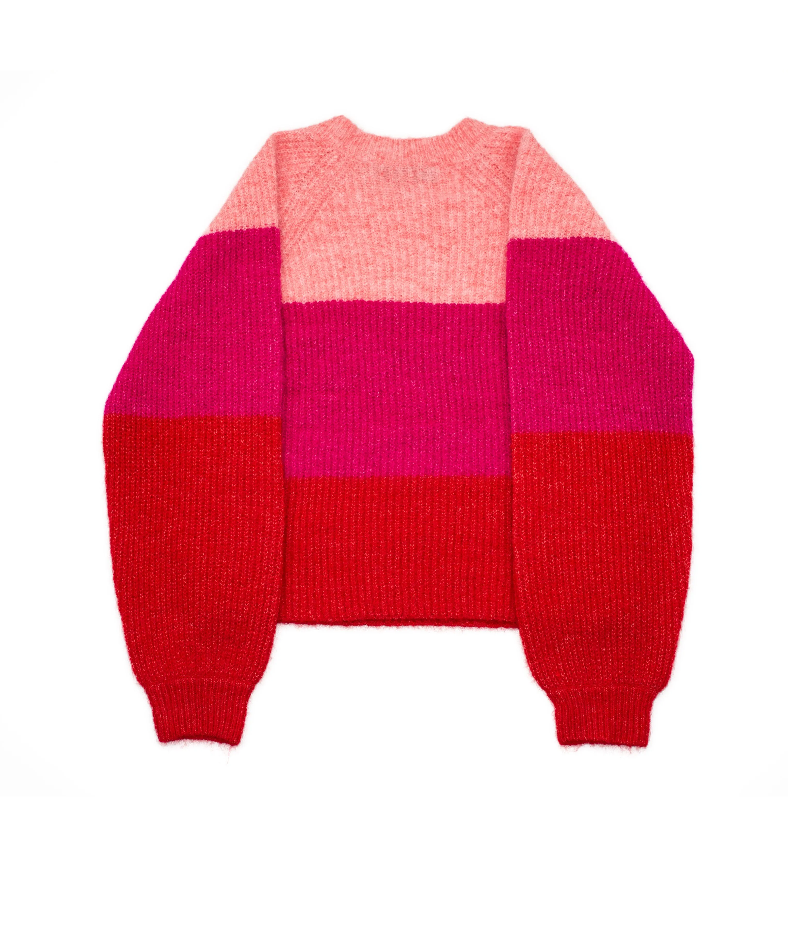 Central Park West Girls Tri-Color Striped Crewneck Sweater Pink