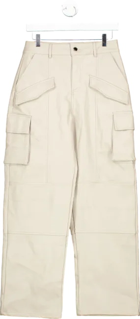 Cernucci Beige Wide Leg PU Cargo Trouser UK 8