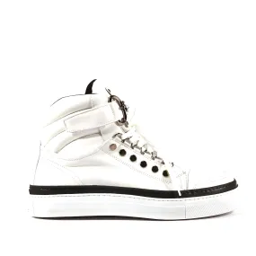Cesare Paciotti Luxury Italian Men's Designer Shoes Dan Bianco Dakar Black / White Leather Sneakers (CPM3032)