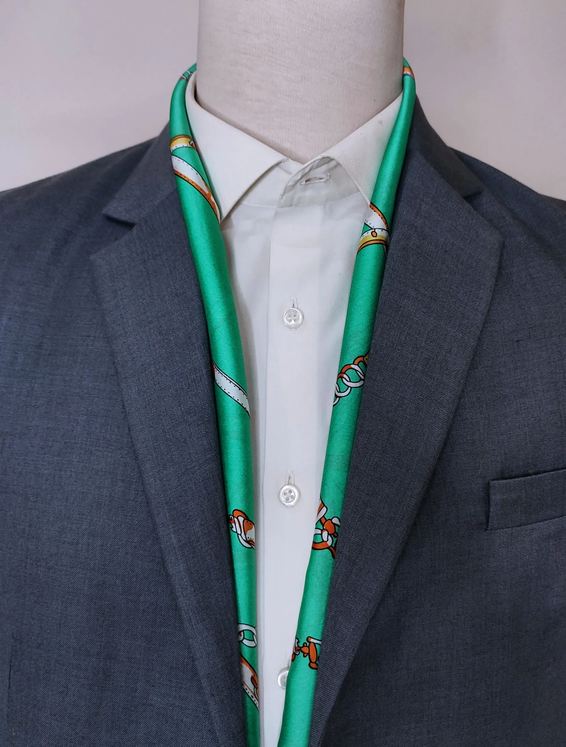 CHAINS AND STRAPS (SEA GREEN) - SILk men scarves
