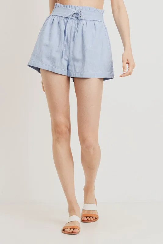 CHAMBRAY DENIM SHORTS