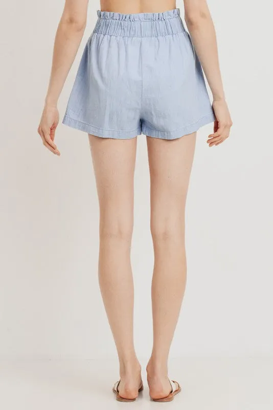 CHAMBRAY DENIM SHORTS