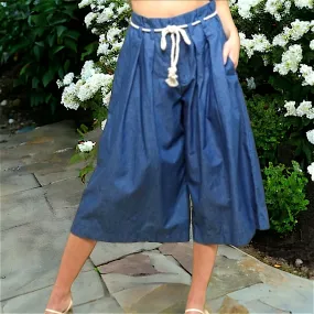 Chambray Paperbag Waist Culottes