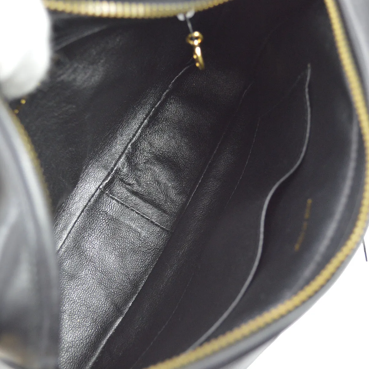 Chanel 1991-1994 Black Lambskin Chevron Pocket Camera Bag Small