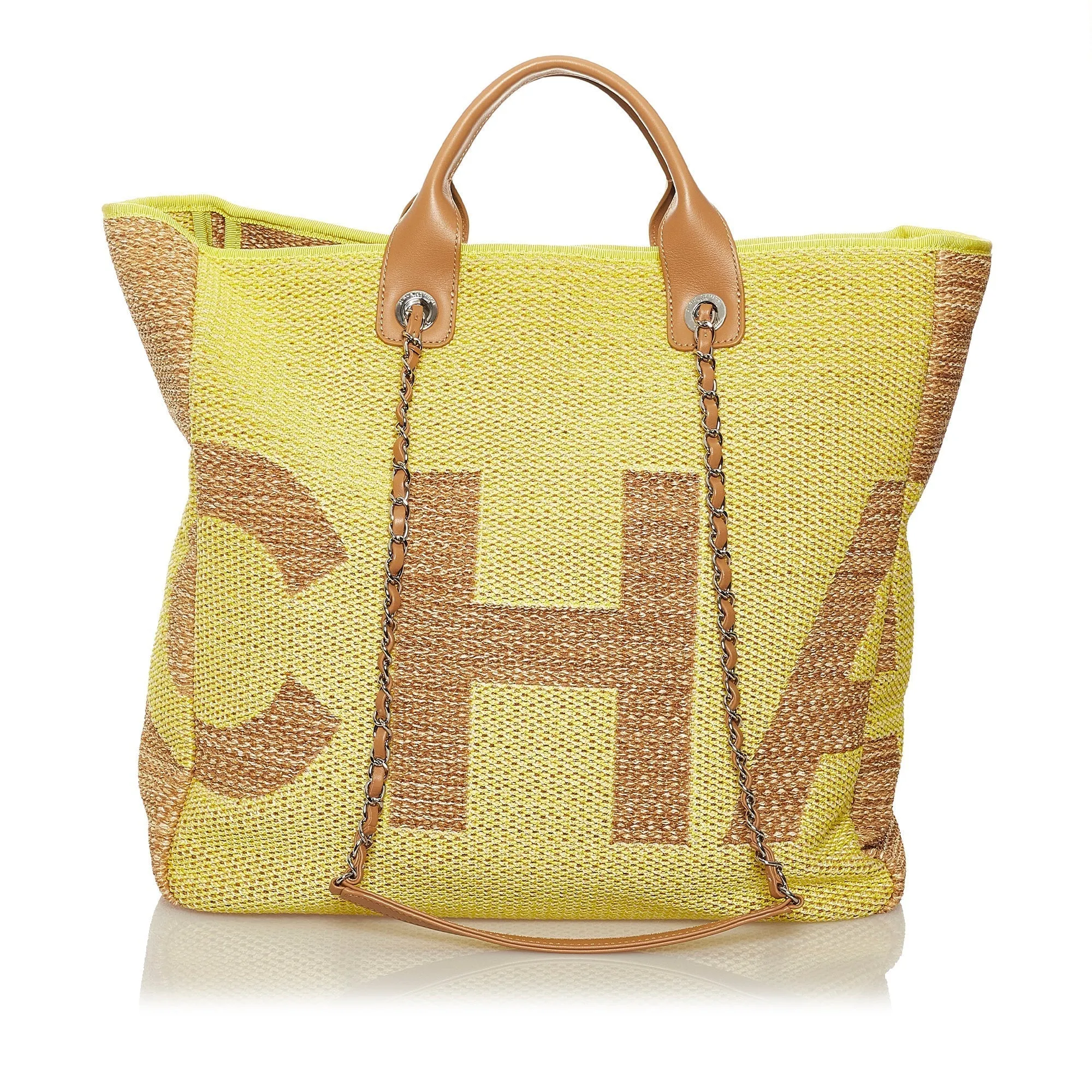 Chanel 2019 Large Deauville Logo Chain Tote Satchel